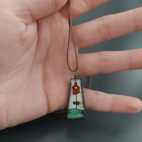 Handmade necklace from ceramic used