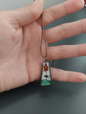 Handmade necklace from ceramic used