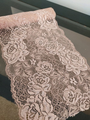 Lace strip 16cm width, 2 meters, like new, gold-pink dusty pink