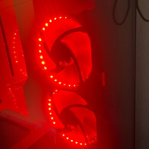 Computer fans used, 4 pcs, 2 NZTX without RGB and 2 red