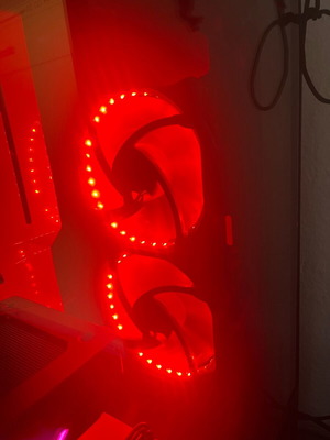 Computer fans used, 4 pcs, 2 NZTX without RGB and 2 red