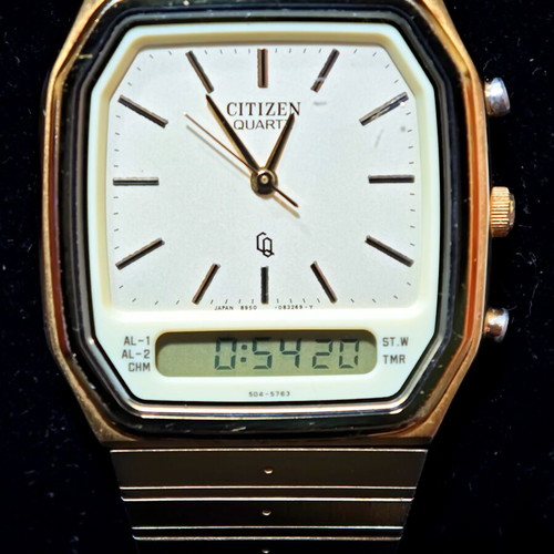 Citizen Vintage 1985 Ana-Digi watch used, gold-plated