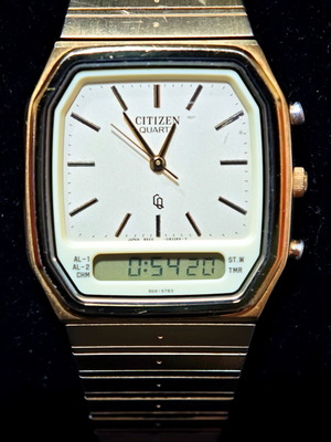 Citizen Vintage 1985 Ana-Digi watch used, gold-plated