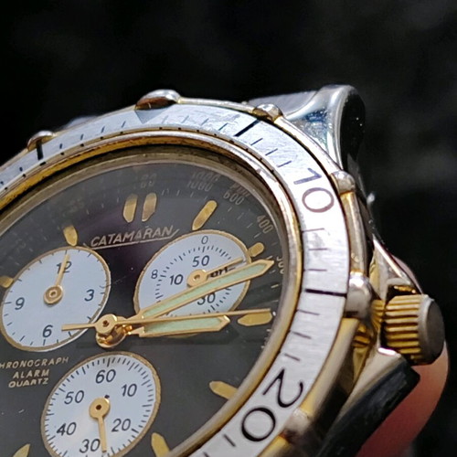 Catamaran chronograph like new, vintage 90s, black and silver