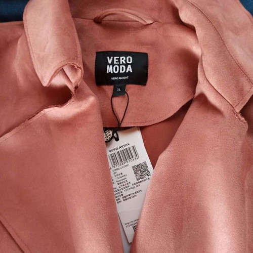 Vero Moda trench coat pink dusty apple, like new, suede texture XL