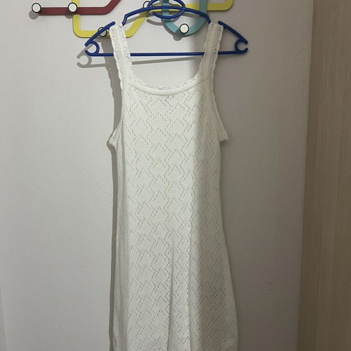 White dress and matching long coat new set