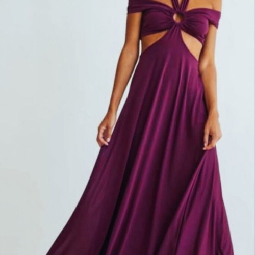 Mindyourstyle long cut-out dress new, plum purple