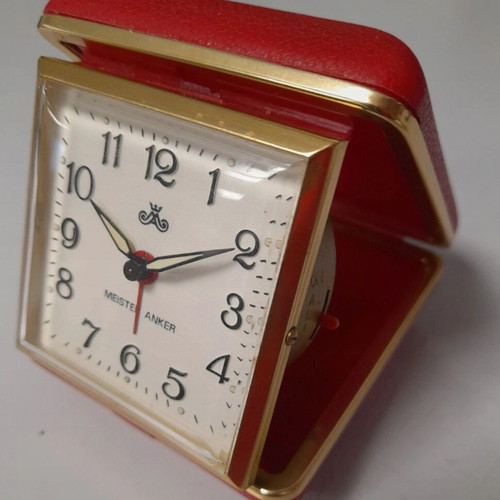 Vintage Meister Anker alarm clock like new, travel folding case