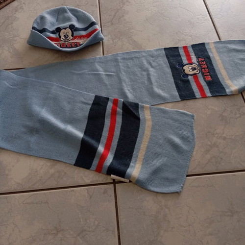 Disney scarf and hat for toddler, like new, blue