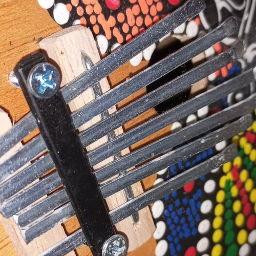 Handmade Kalimba (Thumb Piano) made from coconut shell - Ethnic design