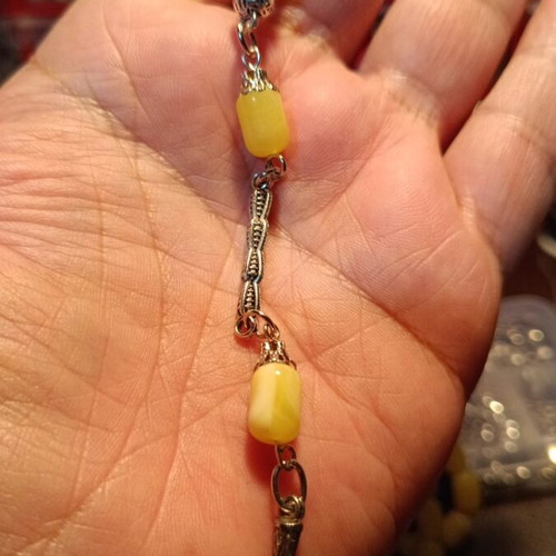 Komboloi made of pressed royal amber with silver Arabic tassel, new