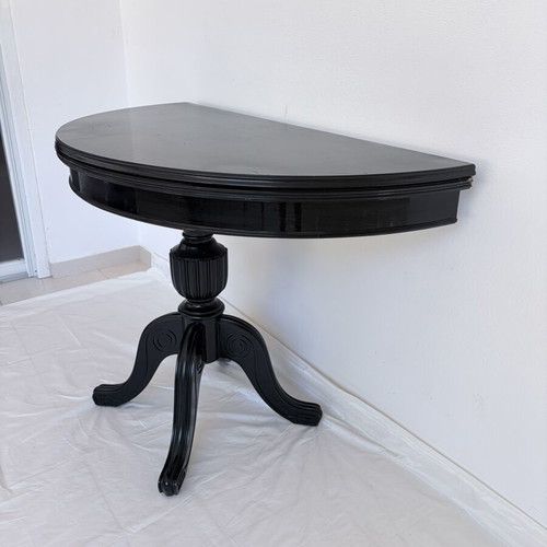 Vintage wooden round side table, extendable