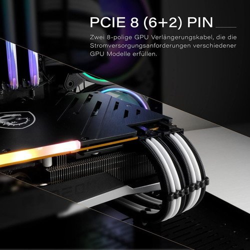 EZDIY-FAB new PSU extension cable set for PC 24-pin/8-pin to 6+2-pin