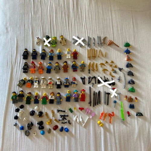 Lego figures and weapons used