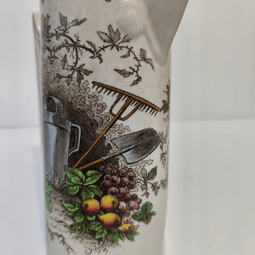 Antique French Sarreguemines OPAQUE pitcher used from 1880