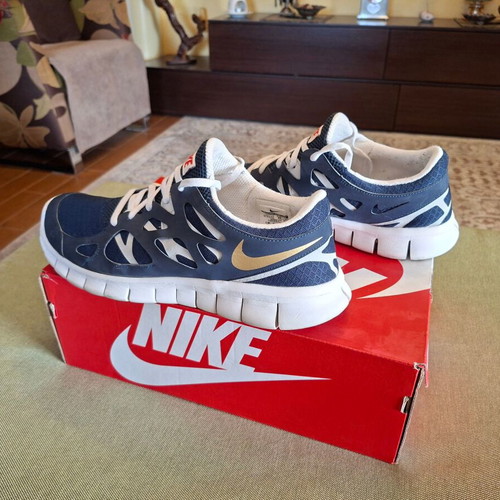 Nike Free Run+ 3 running shoes, navy blue and gold, size 46