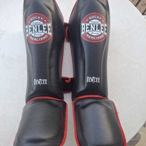 Benlee Rocky Marciano Leather Sparring Set 14oz Gloves & L/XL Shin Guards like new