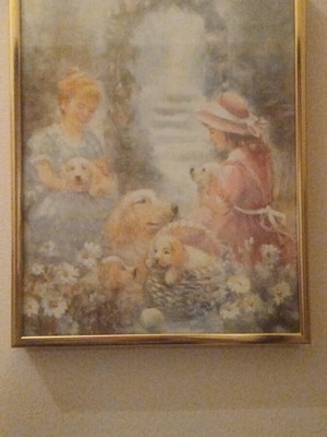Framed canvas art with theme, like new, metal frame