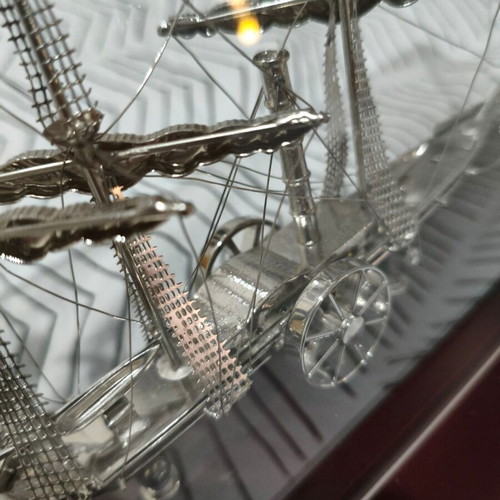 SS Savannah 1819 collectible metal model ship in display case