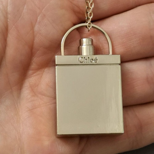 Chloé necklace used, gold tone with padlock pendant
