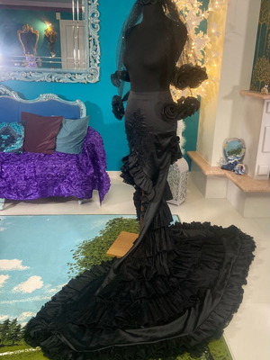 Gothic bride set skirt and veil new, black