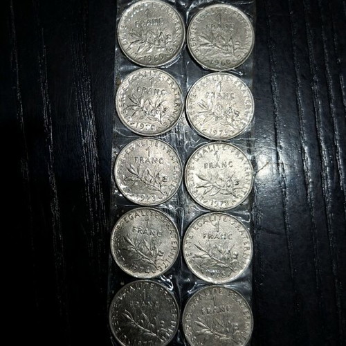 1 Franc chronological series 1968 to 1978 like new