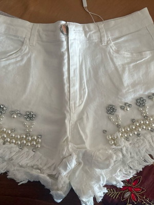 Shorts with pearls and rhinestones new, available in S, M, L