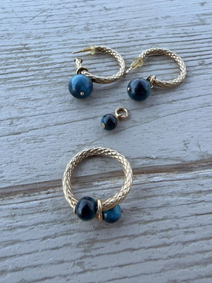 Oxette silver jewelry set with blue stones like new