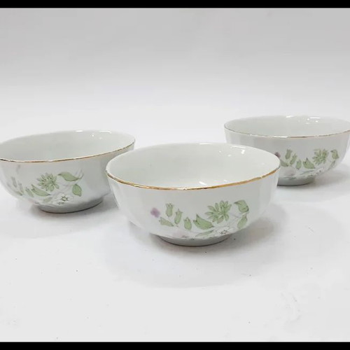 Vintage porcelain bowl set used, pack of 3, 12.5 cm