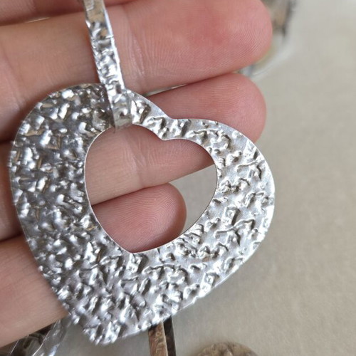 925 silver hammered necklace and bracelet set