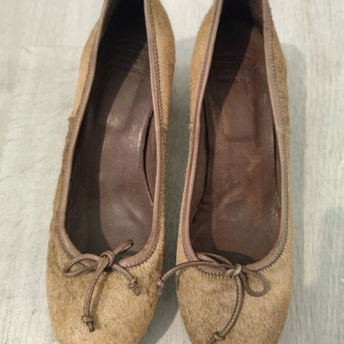 Ballerinas handmade in Italy size 37, new, beige and brown leather