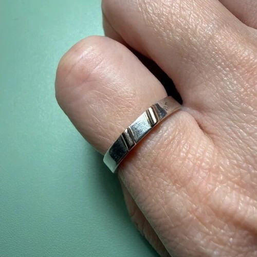 Handmade ring silver 999 and 14K like new, vintage minimal