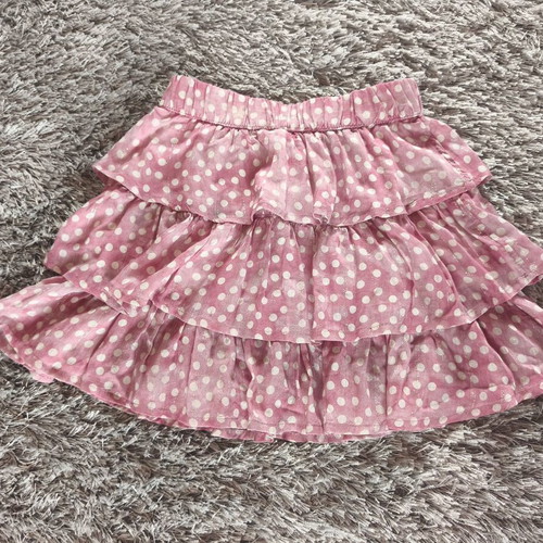 Girls' skirt pink with white polka dots like new, for 8 years 128cm
