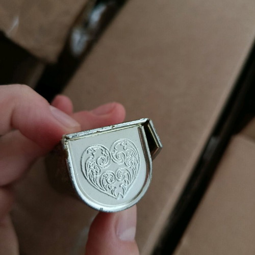 Vintage lipstick case used, Italian with art deco mirror