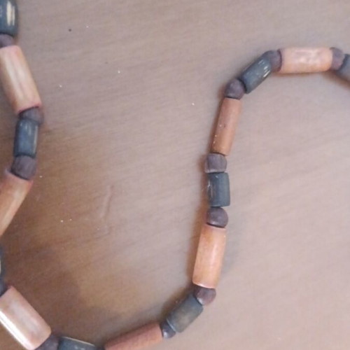 3 boho wooden bead necklaces in earthy colors