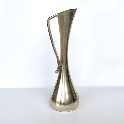 Silver-plated small vase with handle used, minimal design