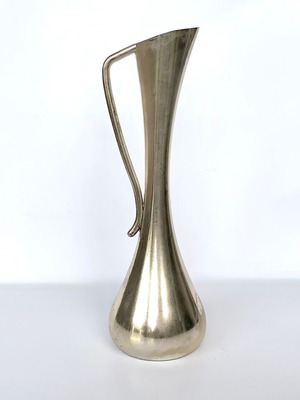 Silver-plated small vase with handle used, minimal design
