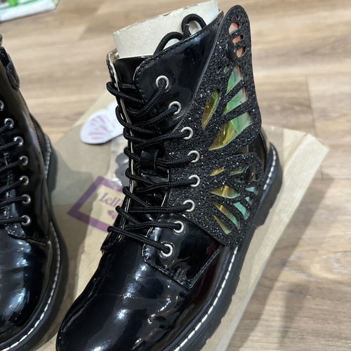 Lelli Kelly kids boots size 35 with butterfly clips, black leather
