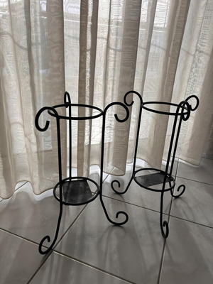 Wedding candle holders used, set of 2, black metal