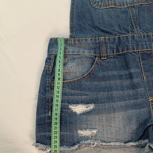 Bershka Denim Dungaree Shorts Blue Distressed, like new, size M