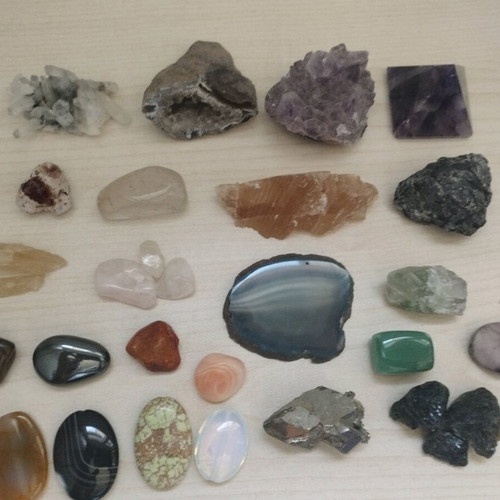 Collection of precious stones and rocks used