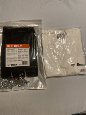 GymBeam Dip Belt and White T-shirt Pack, Large