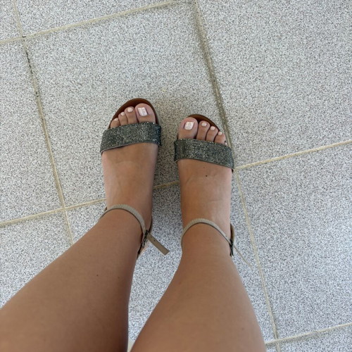Migato platform sandals with rhinestones, grey silver