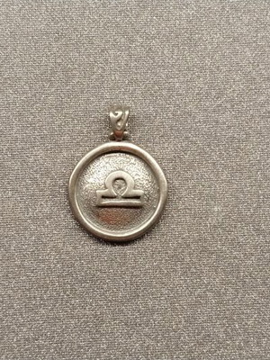 Silver Libra Zodiac Pendant oxidized silver new