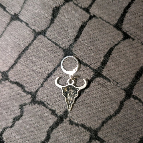 Goth earrings with ram charm, like new
