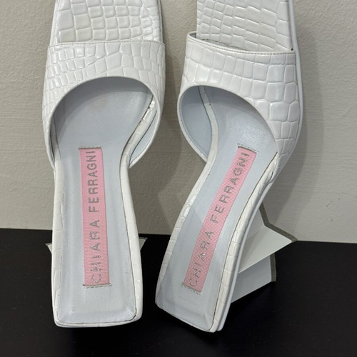 Chiara Ferragni leather mules white, like new, star heel 9cm