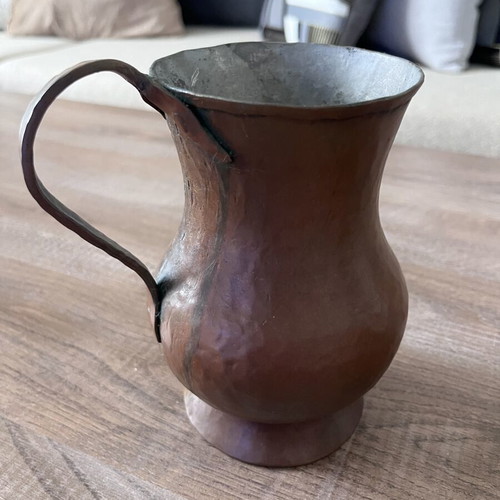 Maskrapas copper jug used, brass joints, circa 1900-1970