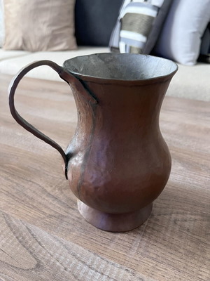 Maskrapas copper jug used, brass joints, circa 1900-1970