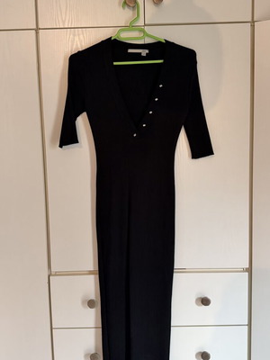 Zini black ribbed midi dress size 40 like new