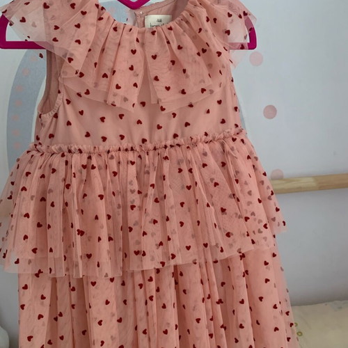 Konges Slojd children's dress like new, red and pink, 98 cm, 3 years